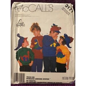 McCalls Sewing pattern 3171 kids dinosaurs top hat sz 2-10